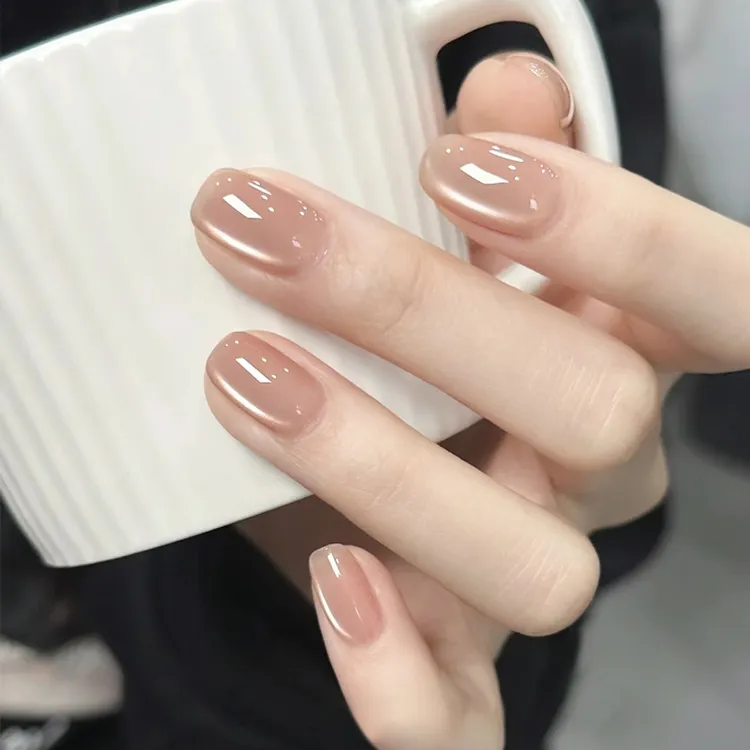 穿戴甲片高级感夏季简约百搭美甲贴片猫眼手工假指甲片新品30片