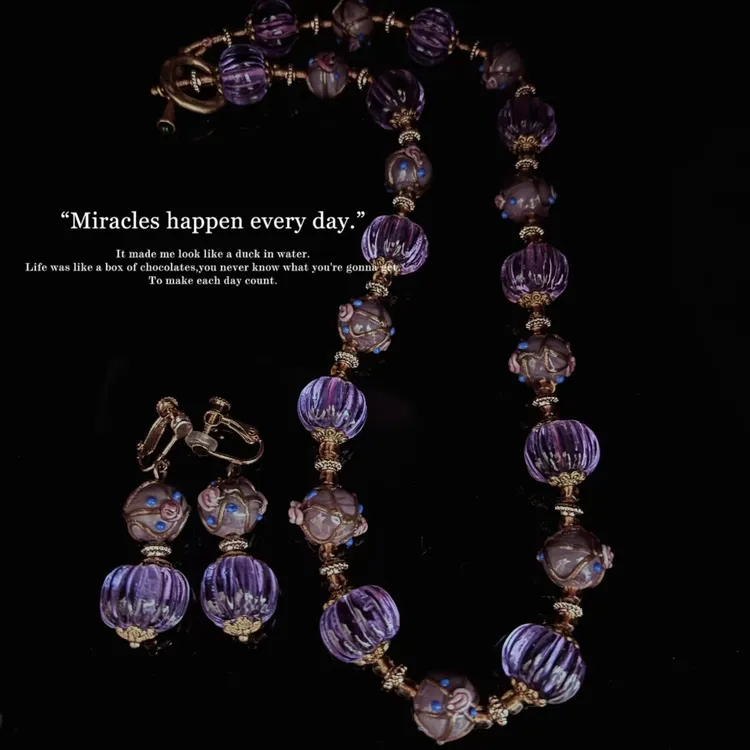 【小羽专属】紫罗兰琉璃西瓜耳坠手串项链轻奢欧式女性非遗手工气质