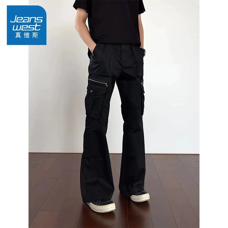 真维斯美式复古机能工装裤男2025夏季新款微喇拼接多口袋休闲长裤