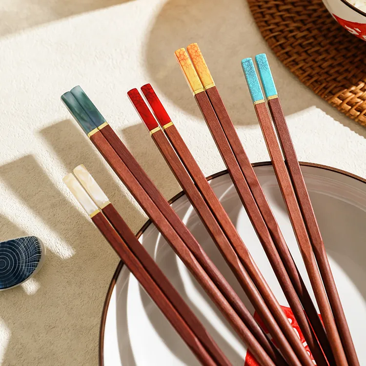 舍里高档筷子2025新款防滑筷家用红檀木鸡翅木筷子分餐筷一人一筷
