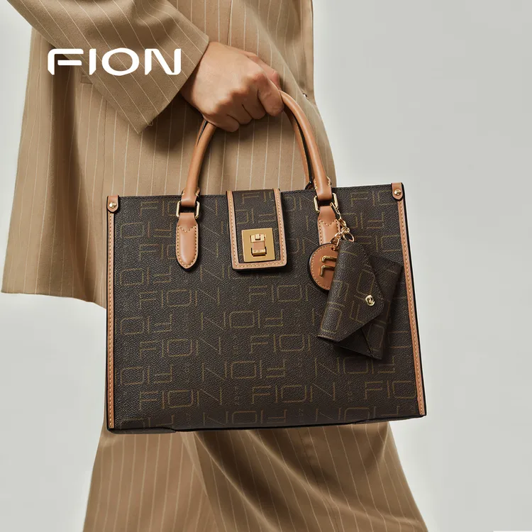 FION/菲安妮奥莱轻奢百搭经典印花大容量托特包女包FAAFIFS260