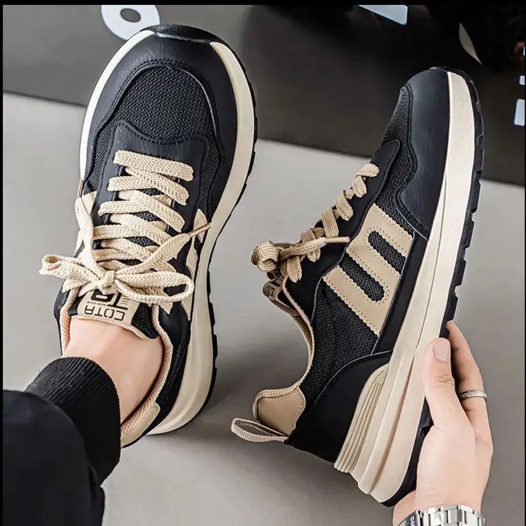 夏季车缝线运动风透气厚底网面鞋春季学生富家千金风