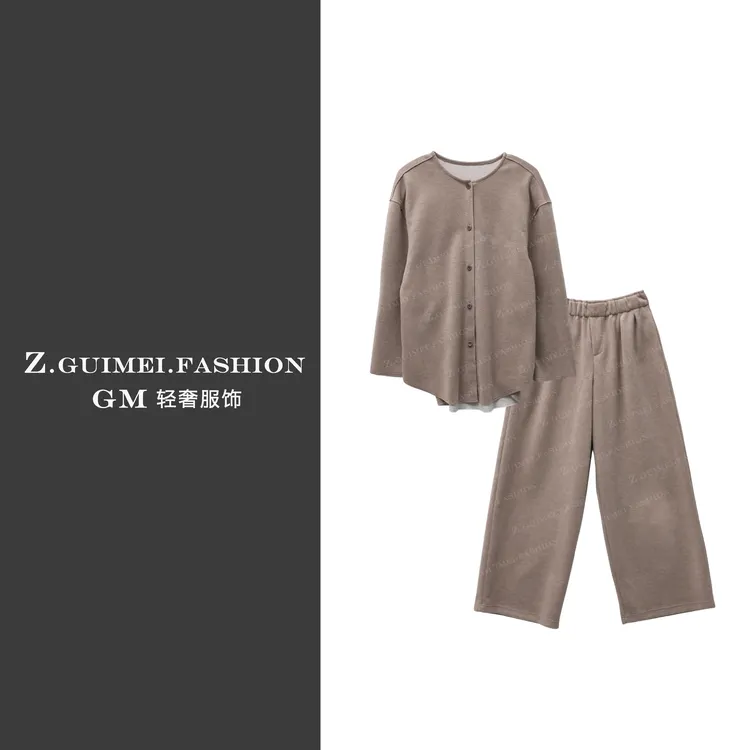 【肆姐高定】无领羊毛直筒裤套装XY3525