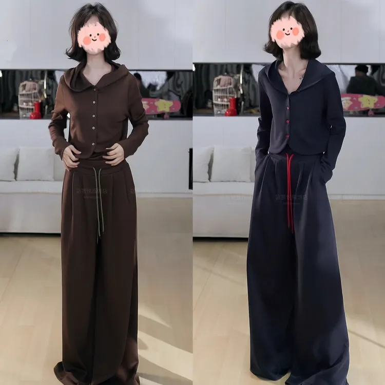 2025秋季新款纯欲慵懒风纯色休闲短外套上衣舒适宽松显瘦长裤套装