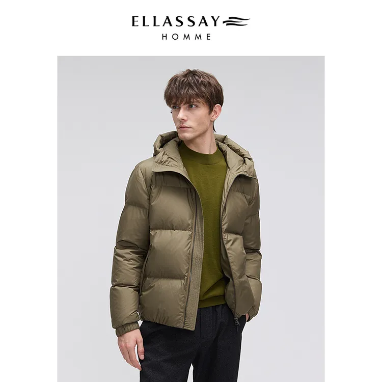 【鹅绒】ELLASSAY歌力思男装25冬季新款保暖锁温零压连帽羽绒服外套
