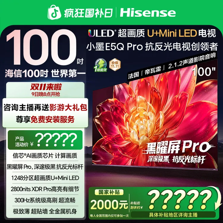 【国补立减】海信小墨E5Q Pro 100英寸 超画质U+MiniLED 电视机