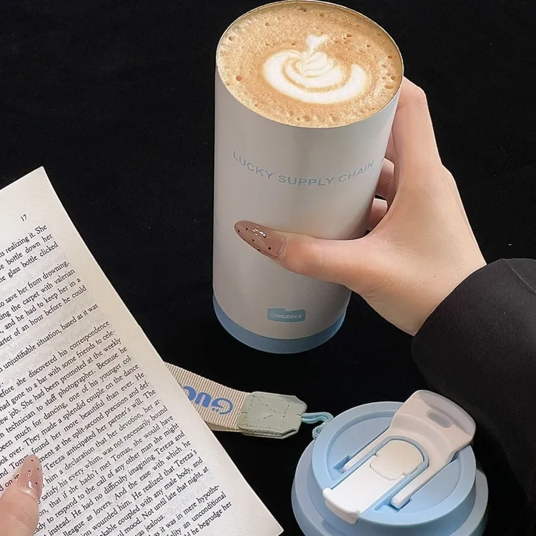 新款陶瓷内胆咖啡杯高颜值女生便携双饮水杯不锈钢保温杯吸管杯子