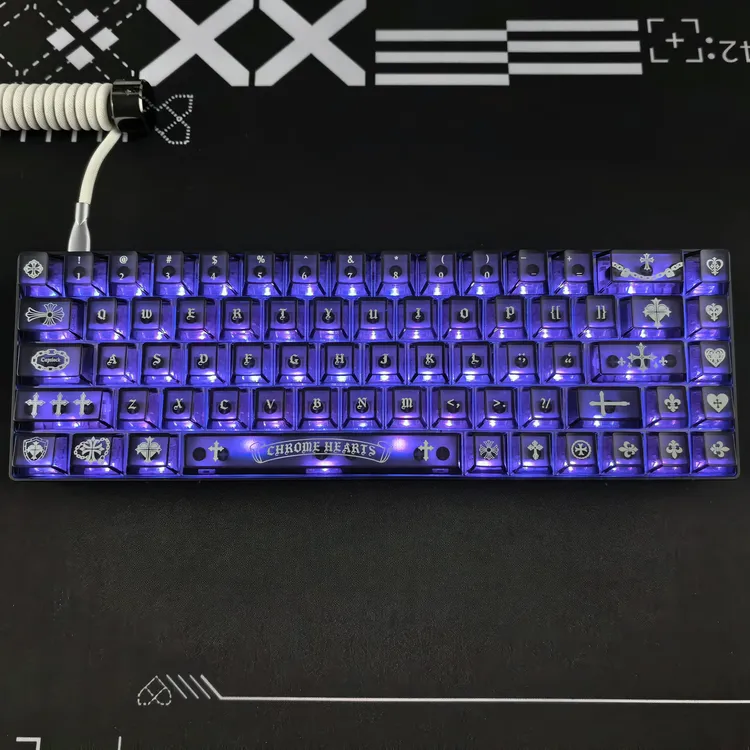 黑色克罗心雾透键帽适配wooting魔导士EV63夜魔made68迈从Ace68