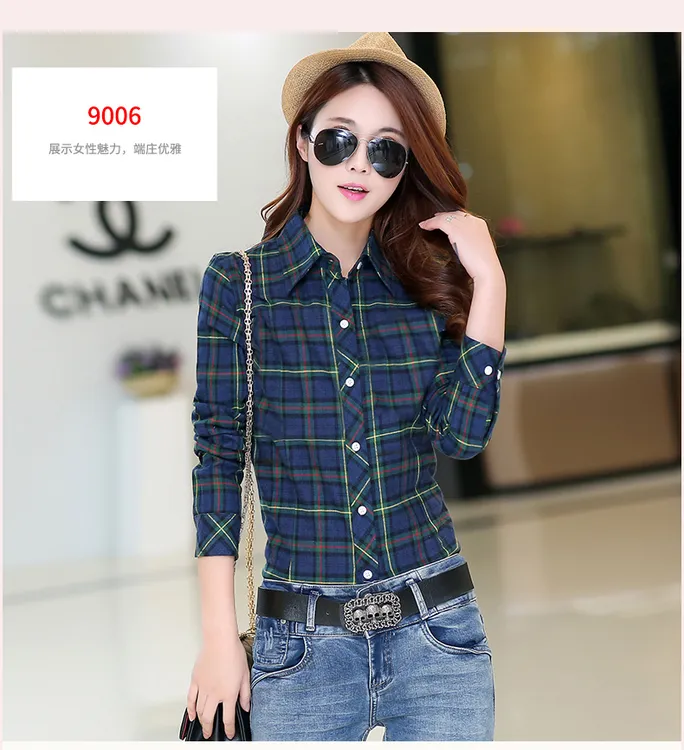 无口袋薄款格子衬衫女修身瘦版格子衬衫防晒衬衣