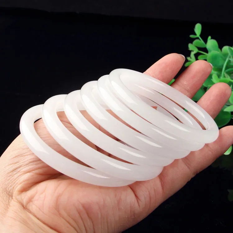 石英石金丝玉佘太玉白月光天山翠窄条女款新疆天然玉手镯