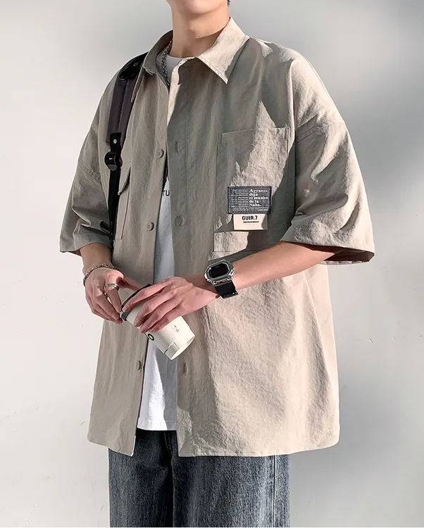 夏季薄款衬衫男短袖日系穿搭休闲宽松衬衣2026短袖开衫男士外套