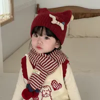 宝宝帽子套头帽新年秋冬保暖加厚毛线帽护耳帽男女宝ins韩系百搭