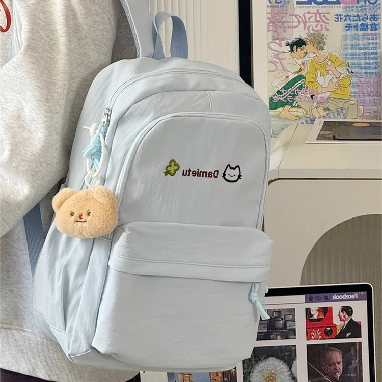 大容量日系ins小清新休闲书包女 高中生大学生双层双肩包轻便背包