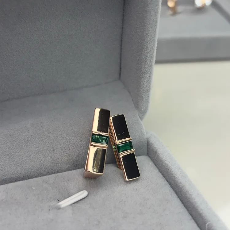 铜合金锆石耳饰 镀金款绿钻钻耳环