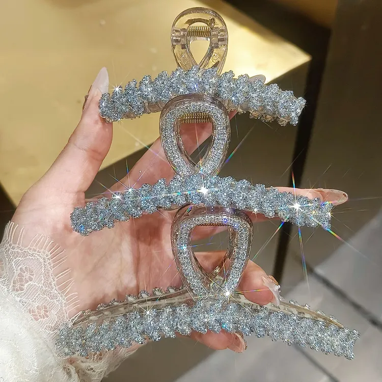 A1001气质轻奢精致满钻麦穗抓夹后脑勺盘发鲨鱼夹