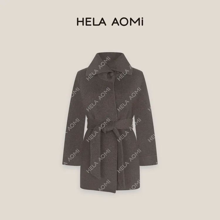 HELA AOMI“原单线.收藏家”绵羊毛92.2%羊驼毛毛呢大衣CY5DM08569