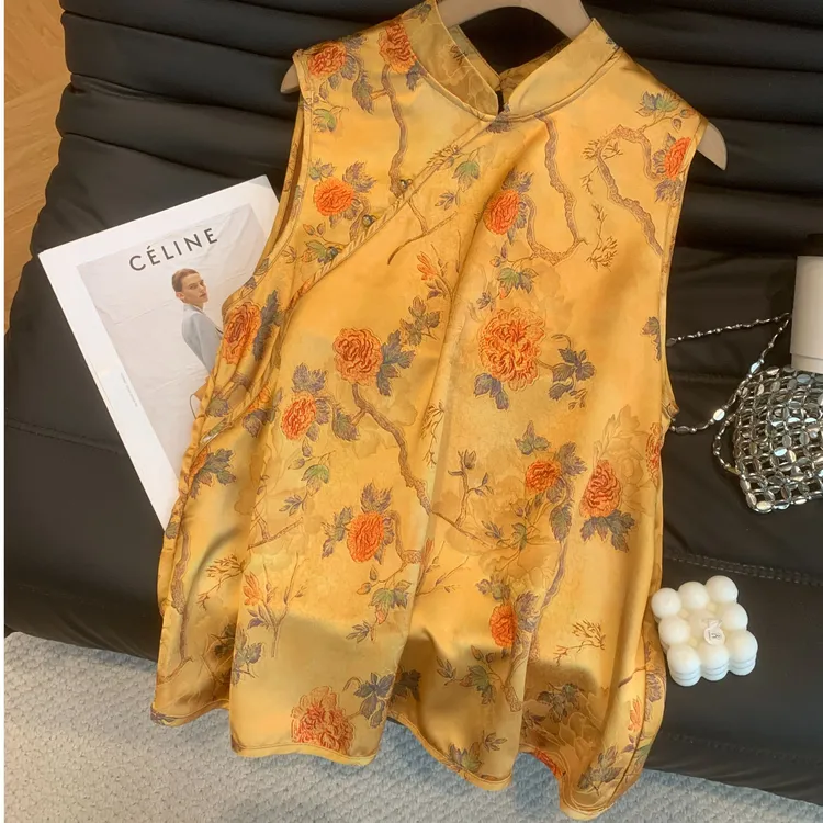 2025年夏季新款新中式国风气质女欧货时尚盘扣马甲背心宽松显瘦女