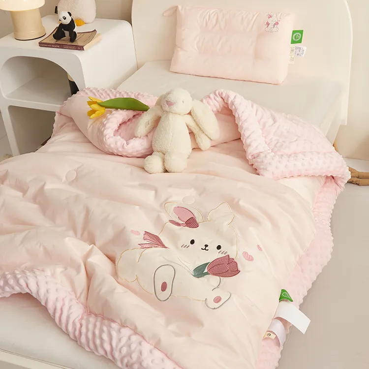 A类儿童安抚豆豆被婴儿被子纯棉夹棉小棉被春秋幼儿云秋冬被子