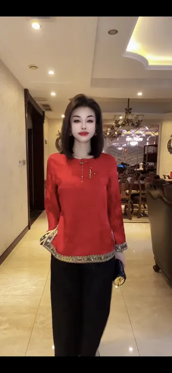 2024盘扣宽松中式新款女装国风2025圆领衬衫刺绣上衣打底民族风