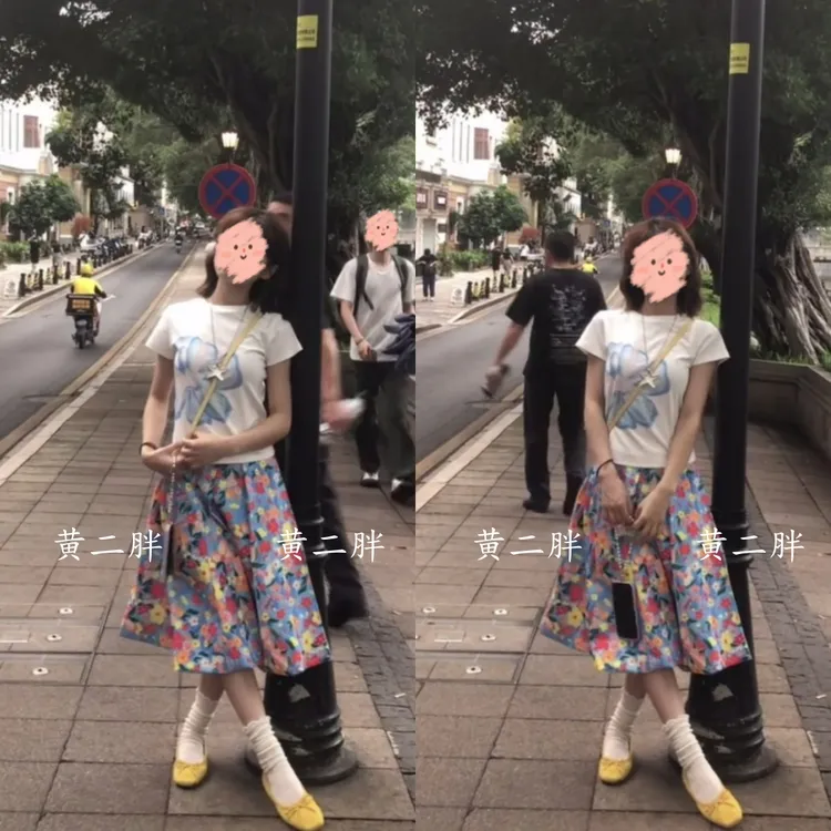 白色圆领印花短袖T恤女+高腰遮胯显瘦半身裙套装2025夏季新款上衣
