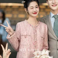 满庭芳【浅醉】粉色小香风套装订婚礼服2025秋冬季新款轻奢高级感