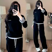200斤微胖mm春秋季大码女装休闲套装宽松显瘦减龄运动两件套2689