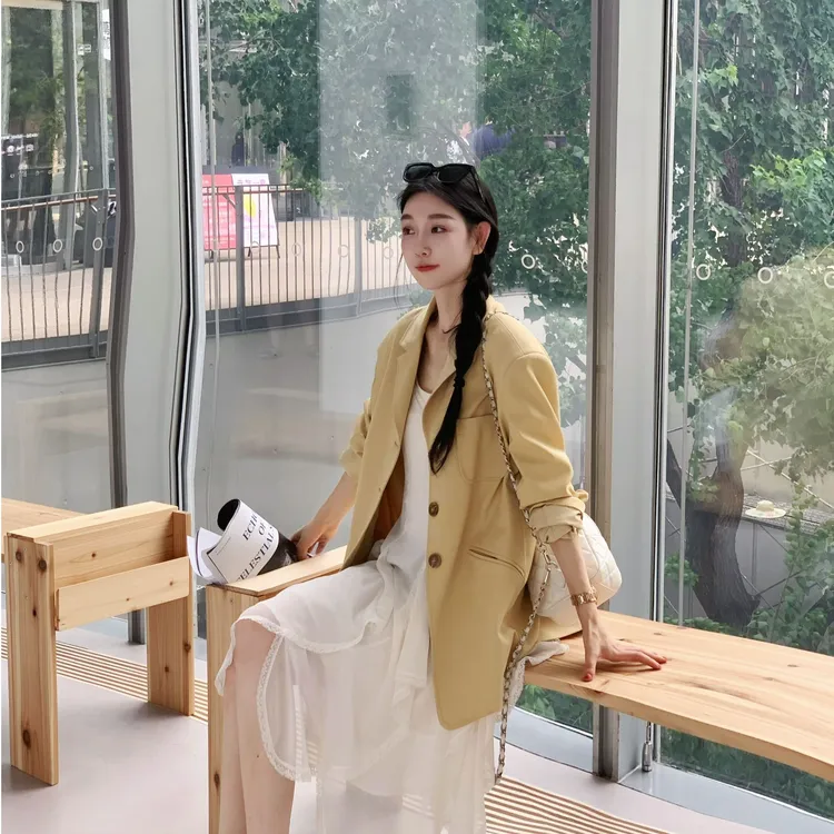 OUDOCKEE 鸥鸥【黄西装】女士气质西装轻奢时尚西服 X2501F115T