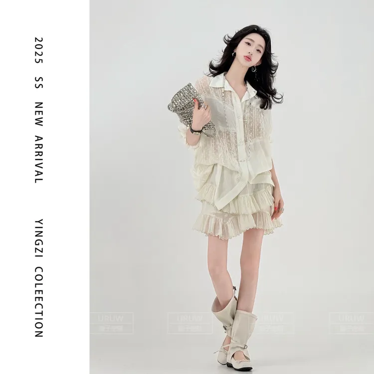 颖子定制【薄荷蔷薇】夏季防晒薄款衬衫女宽松显瘦休闲衬衫开衫9686