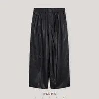 FAUES  夜釉 植鞣小羊皮细腻休闲松弛显高瘦松紧腰九分奶奶裤皮裤