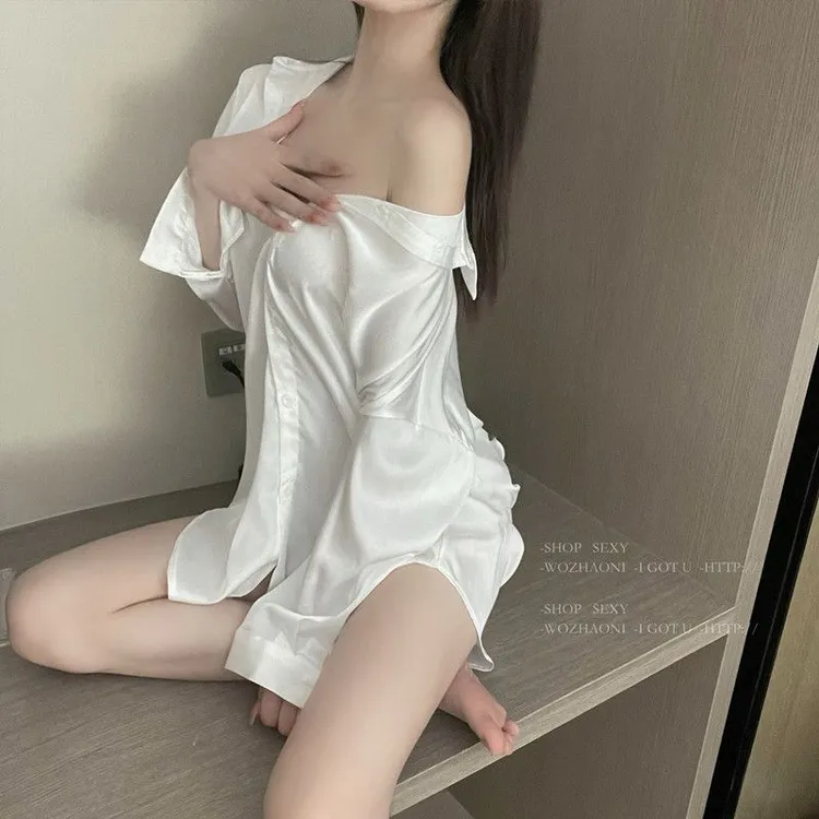 【BF睡裙】夏季薄款性感高定轻奢睡裙男友风衬衫家居服纯欲宽松大码