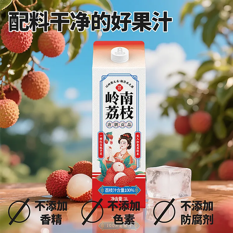 【岭南荔枝汁】牛顿农场果汁长安的荔枝