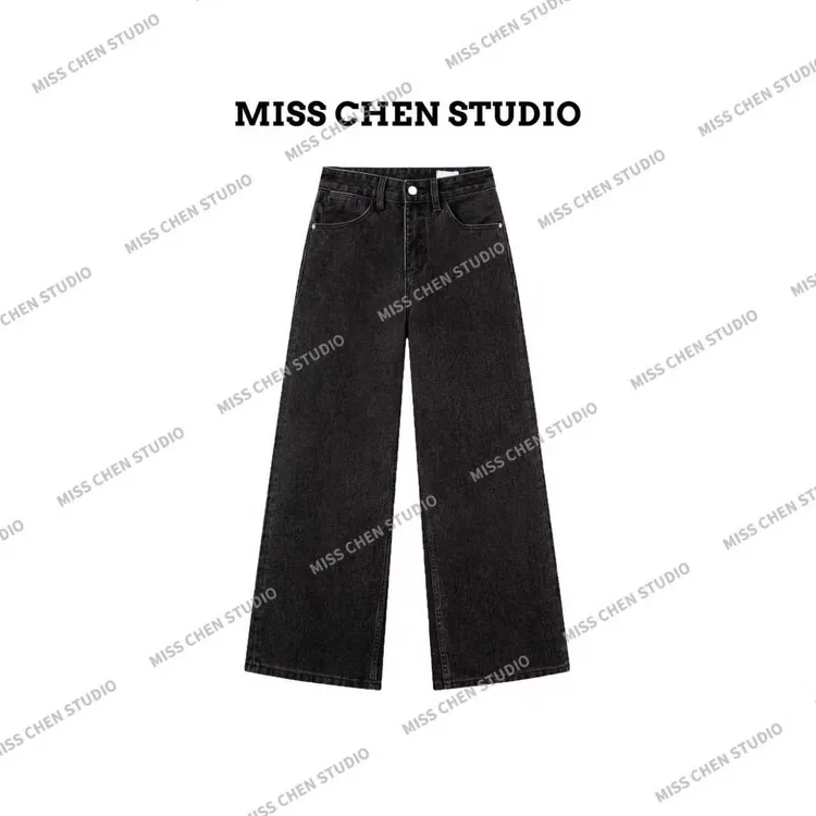 2025【赛？琳】秋冬厚款线下同款-不掉色麂皮巴黎灰牛仔裤女装5551