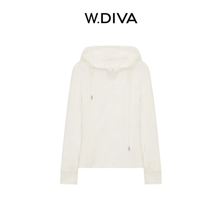 W.Diva【锋尚】桑蚕丝秋季针织卫衣运动休闲保暖连帽外套53Z242734
