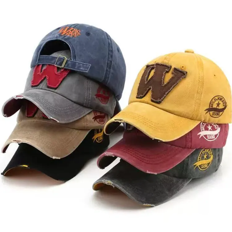 韩版时尚W鸭舌帽复古做旧水洗个性流行男女棒球帽户外遮阳帽