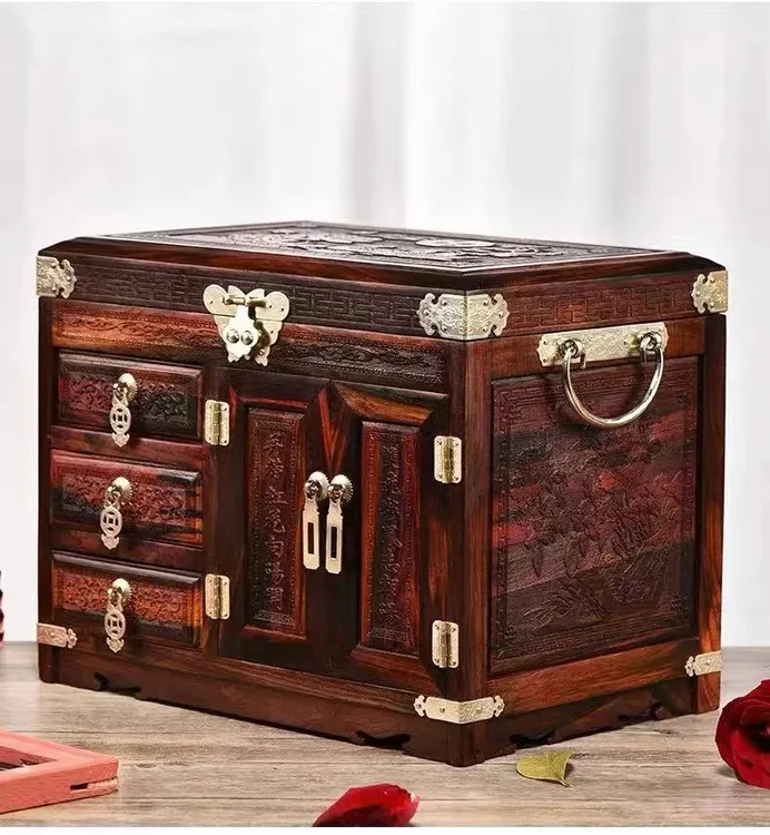 红酸枝百年好合首饰盒