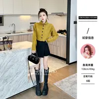 【裴诗婷】橙子studio【】MY00129开衫排扣半高领毛衣05