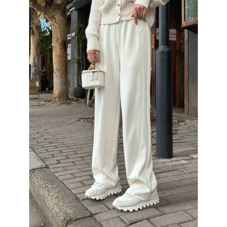 【蚕丝羊毛空气裤】 2025秋冬新款休闲宽松显瘦直筒阔腿裤24CZ049