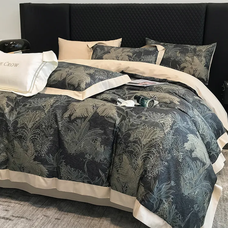 冬季轻奢风欧式全棉贡缎长绒棉四件套2025年新款纯棉被套床上用品