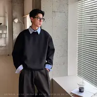 OXFREAK「高智感 衬衫领」500g重磅假两件翻领卫衣男宽松韩系长袖
