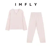 IMFLY金小金自制女装 家居服DYW9820秋季纯色简约休闲睡衣套装