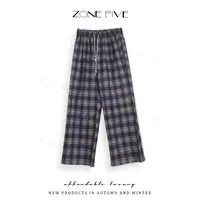  【zonefive】2025秋装上新重工抽绳直筒格子裤YSB4267