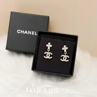 大吉中古/Chanel香奈儿花朵双c吊坠镶钻耳钉