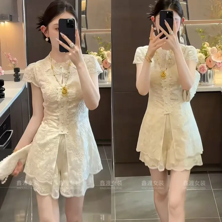 2025夏季新款时尚显瘦气质女士网红洋气两件套百搭款D9729