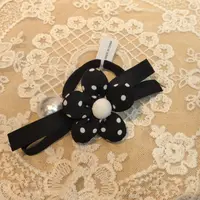 A929黑色波点花朵单颗大珠发绳