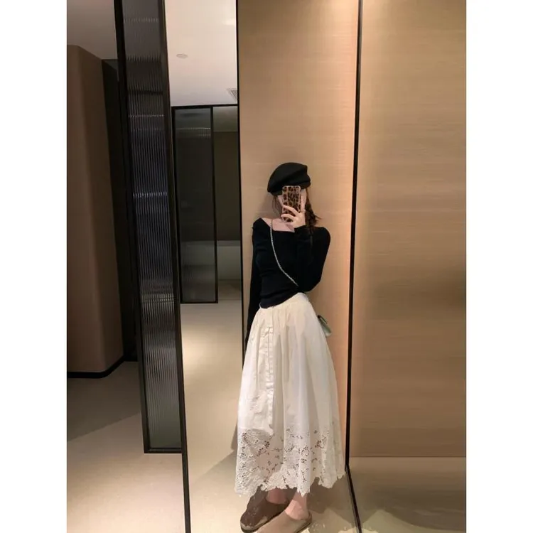 法式温柔风时尚套装女2025早春季新款辣妹风上衣镂空半身裙两件套