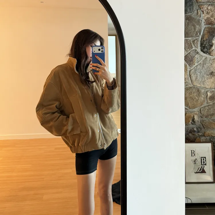 ROMI STUDIO“丝光牛绒”新西兰进口牛绒皮立体裁剪皮衣 RWCWWG6117