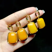 【云上好物】12 DS74186-S925银蜜蜡耳坠—多样性发一件17*12mm（JG）