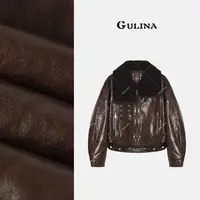 GULINA/娜姐 早秋新款欧货轻奢高级感拼接皮衣88358