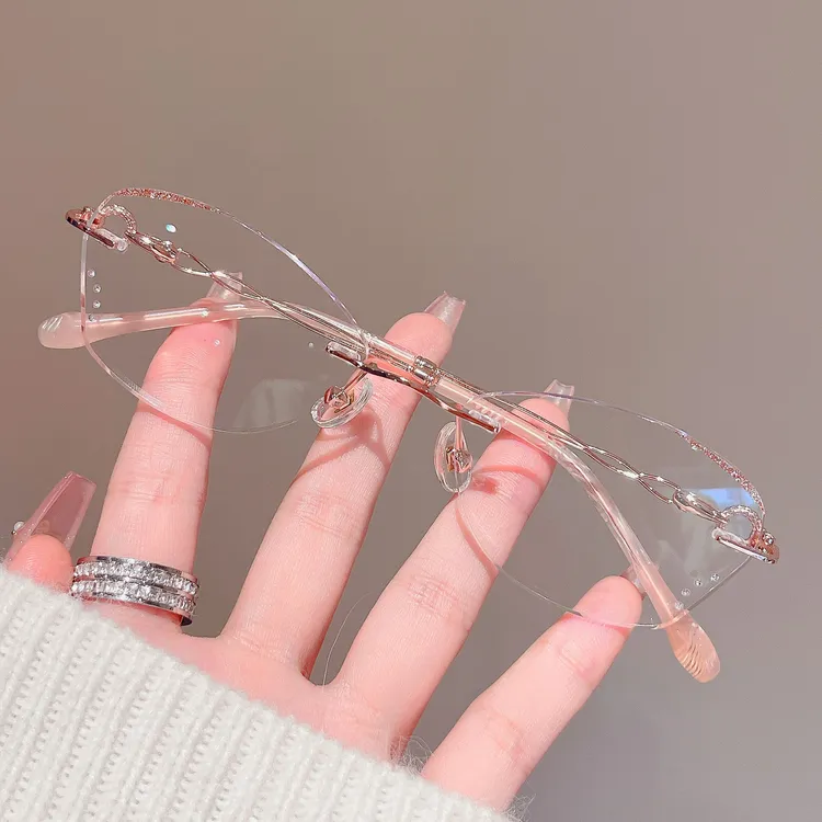 8-无框眼镜女高智钻石切边近眼视镜防蓝光气质优雅温婉8011-D7