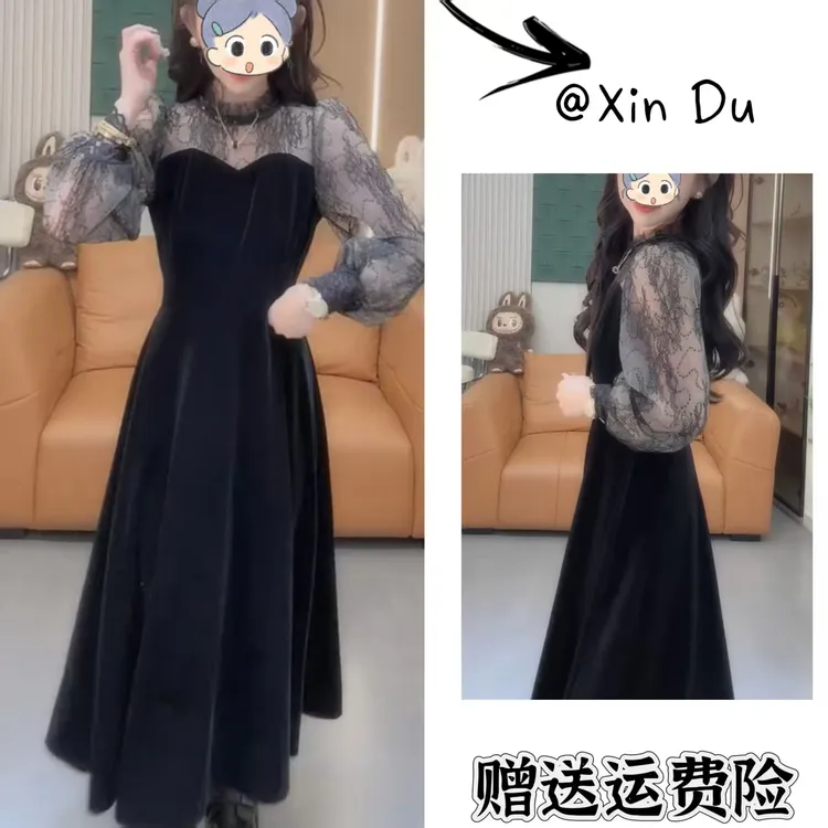 2025秋季新款时尚显瘦气质女士网红洋气连衣裙百搭款D23278